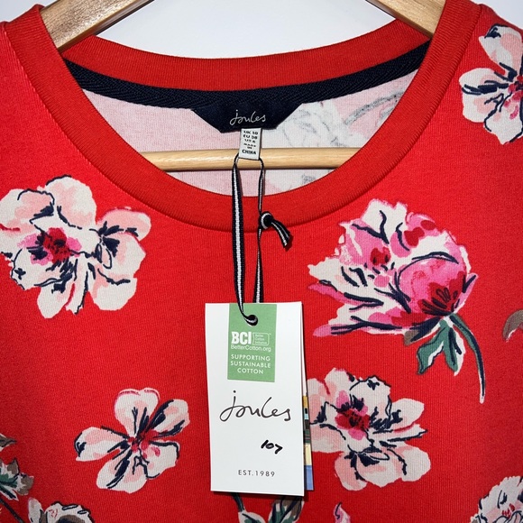 NWT Joules Red Floral Liberty Print A Line Jersey Dress | Size 6 - Picture 7 of 14